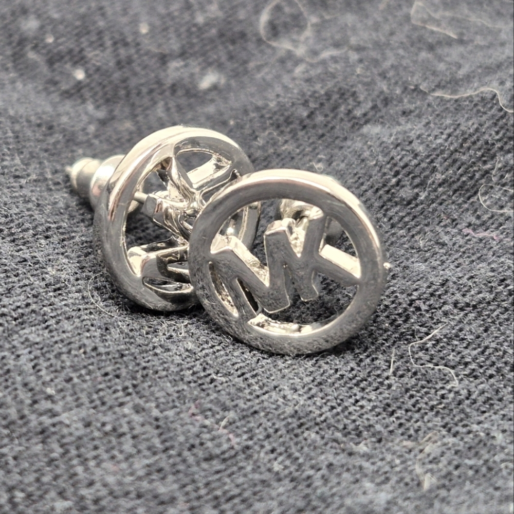 Silver Toned MK Earrings